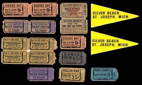 Silver Beach Amusement Park - Tickets And Pennant (newer photo)